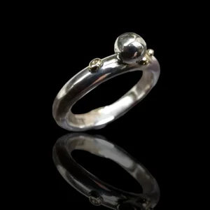 bague artisanale orbe brut argent et or taille 48, bijou féminin brut